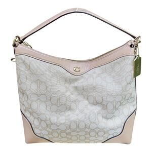 Coach Pink and Cream Signature Shoulder Bag